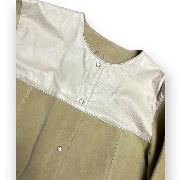 Vintage 90s GENUINE LEATHER SUEDE Snap-Up Luxury Designer Jacket - XL - Picture 2 of 5
